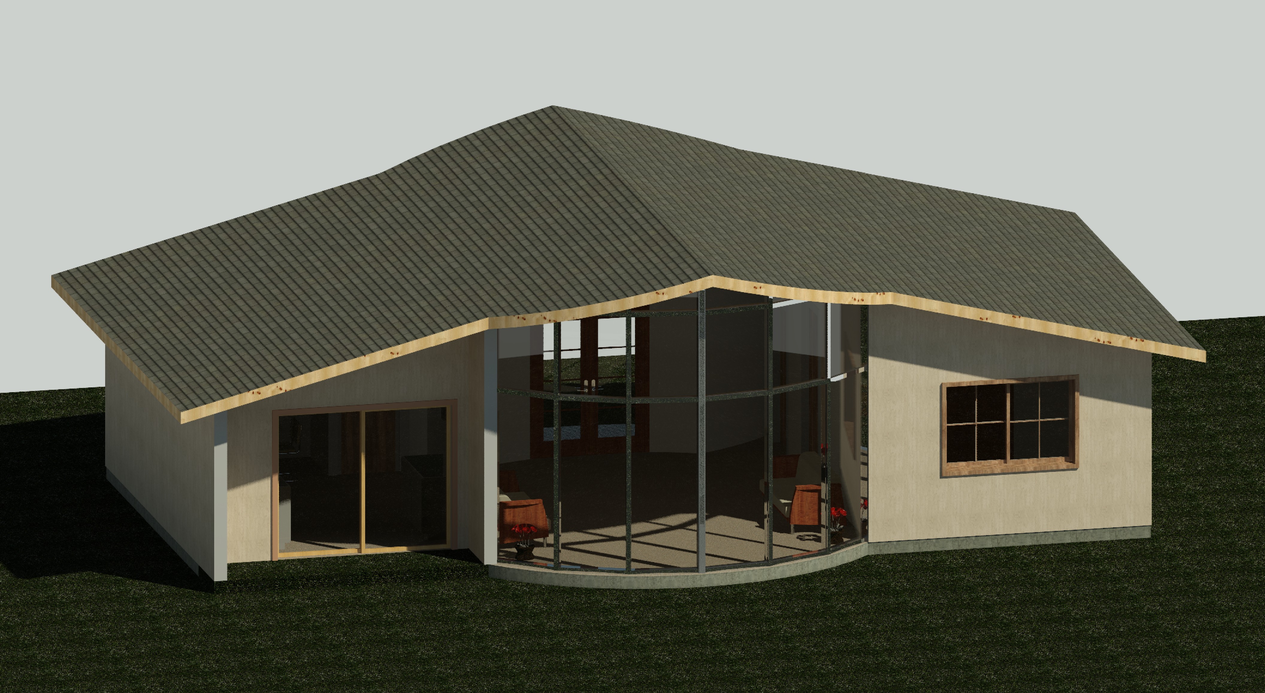 Additional exterior view of a 862 sq ft 1-bedroom 1-story California ADU plan