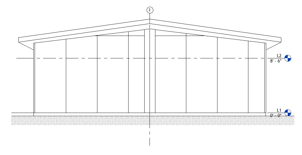 Front elevation drawing of a 866 sq ft 1-bedroom California ADU plan