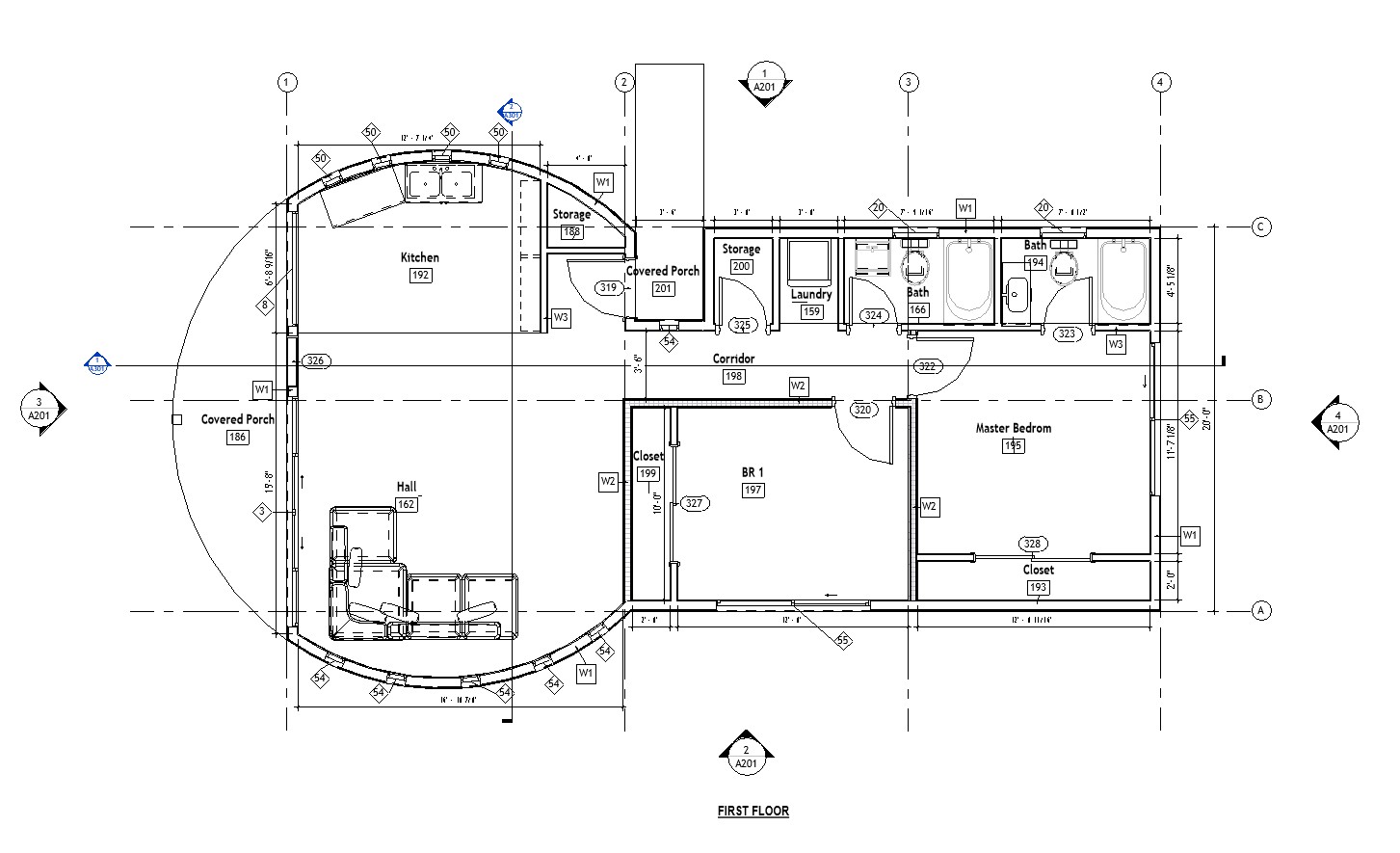 Floor plan layout of a 1000 sq ft 2-bedroom 1-story California ADU plan