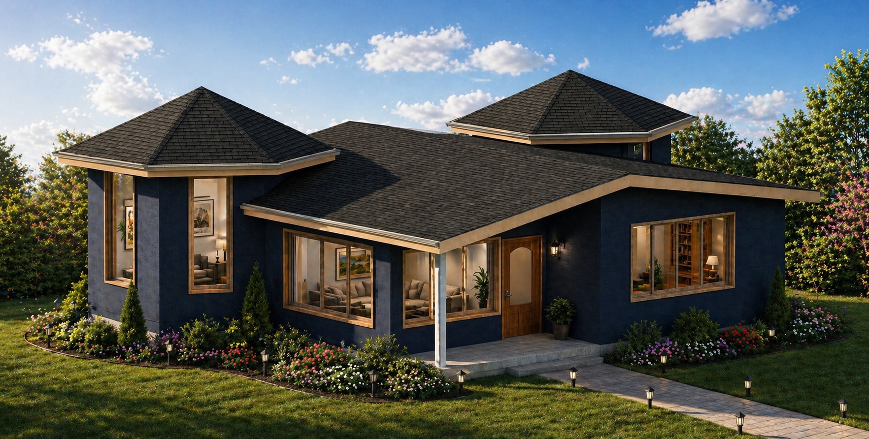 Additional exterior view of a 1040 sq ft 2-bedroom 1-story California ADU plan