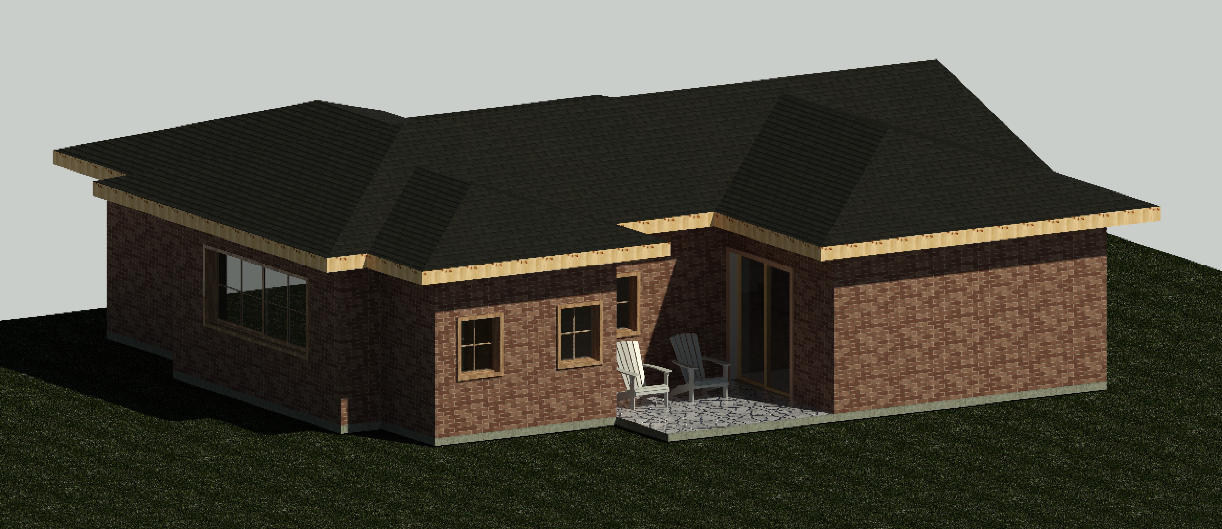Additional exterior view of a 1067 sq ft 2-bedroom 1-story California ADU plan