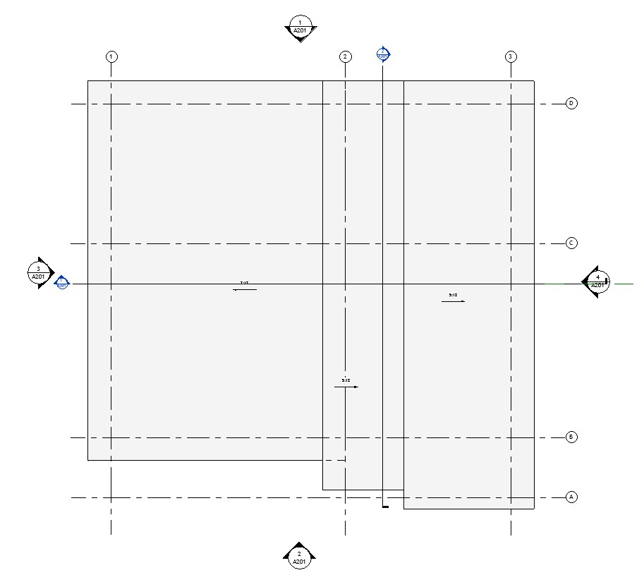 Roof plan drawing of a 1084 sq ft 2-bedroom California ADU plan