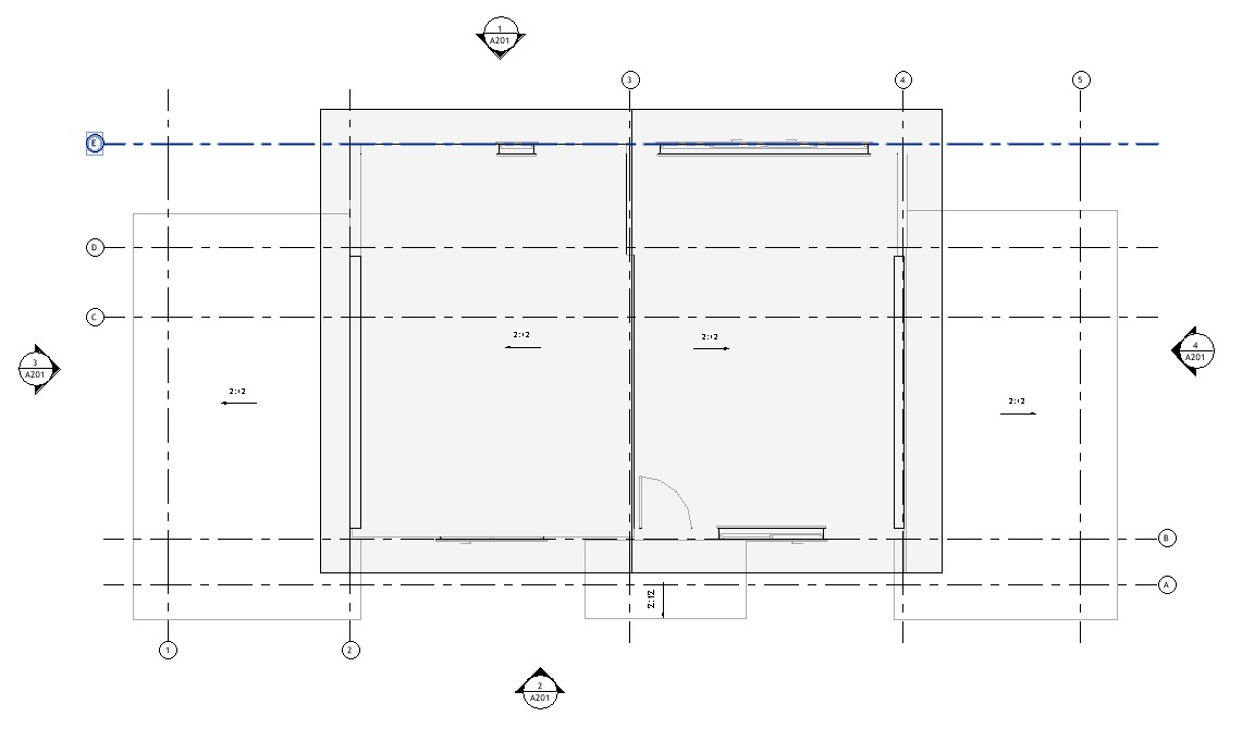 Roof plan drawing of a 1133 sq ft 2-bedroom California ADU plan