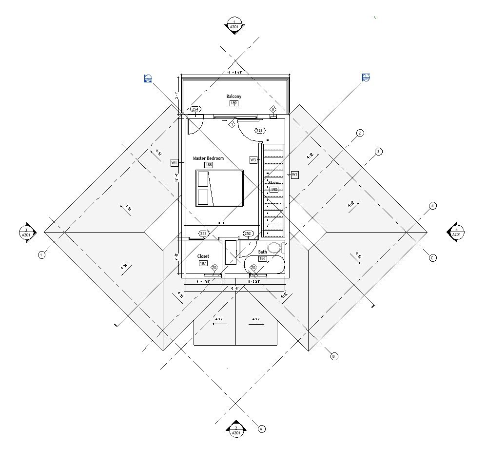 Second floor plan of a 1200 sq ft 2-bedroom 2-story California ADU plan