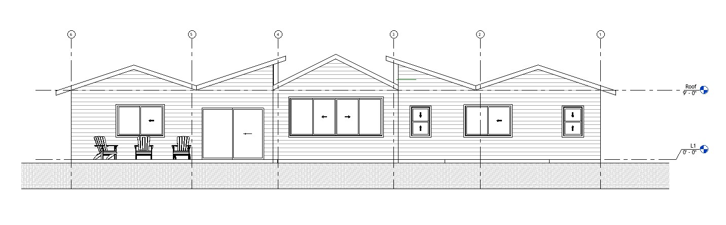 Front elevation drawing of a 2039 sq ft 1-story California house plan
