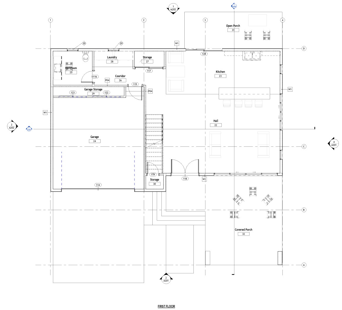 First floor plan of a 2681 sq ft 3-bedroom 2-story California house plan