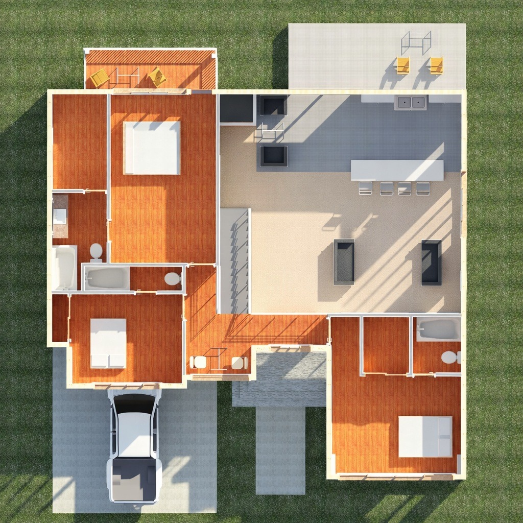 First floor interior view of a 2681 sq ft 3-bedroom California house plan
