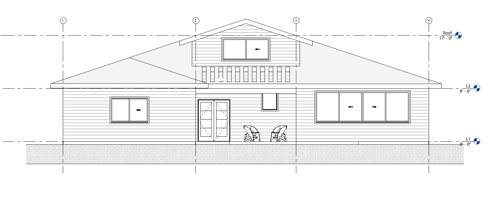 Front elevation drawing of a 3047 sq ft 2-story California house plan