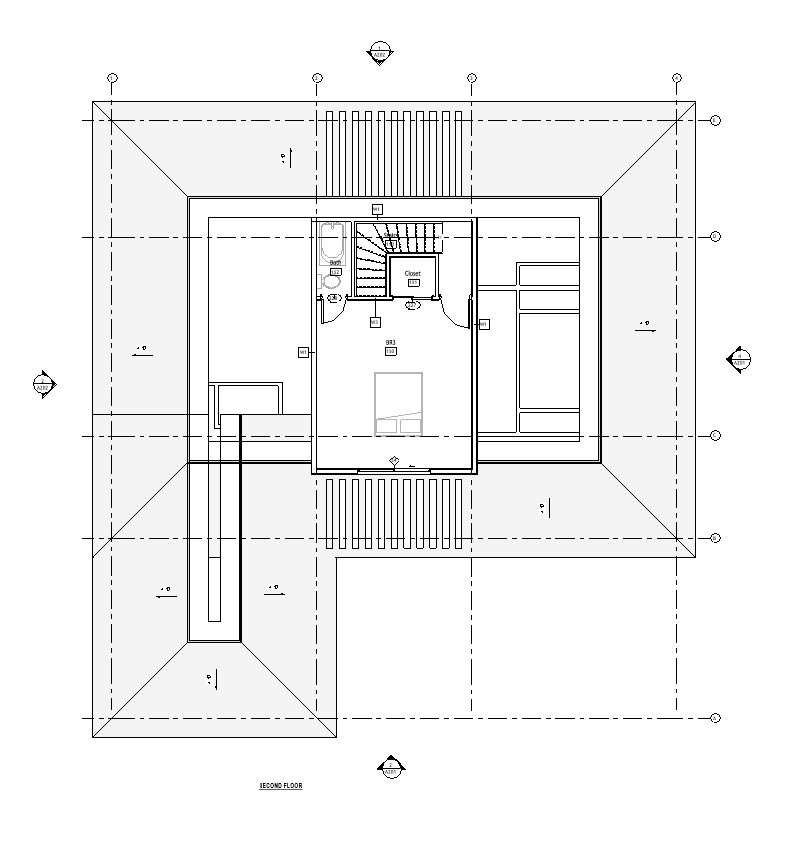 Second floor plan of a 3047 sq ft 4-bedroom 2-story California house plan