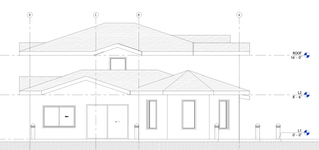 Front elevation drawing of a 3070 sq ft 2-story California house plan