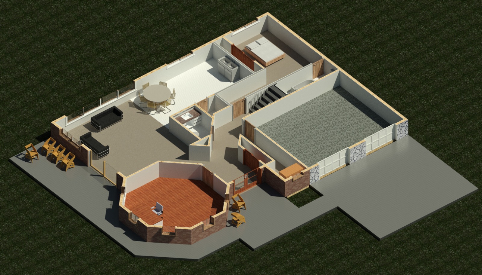 First floor interior view of a 3070 sq ft 4-bedroom California house plan