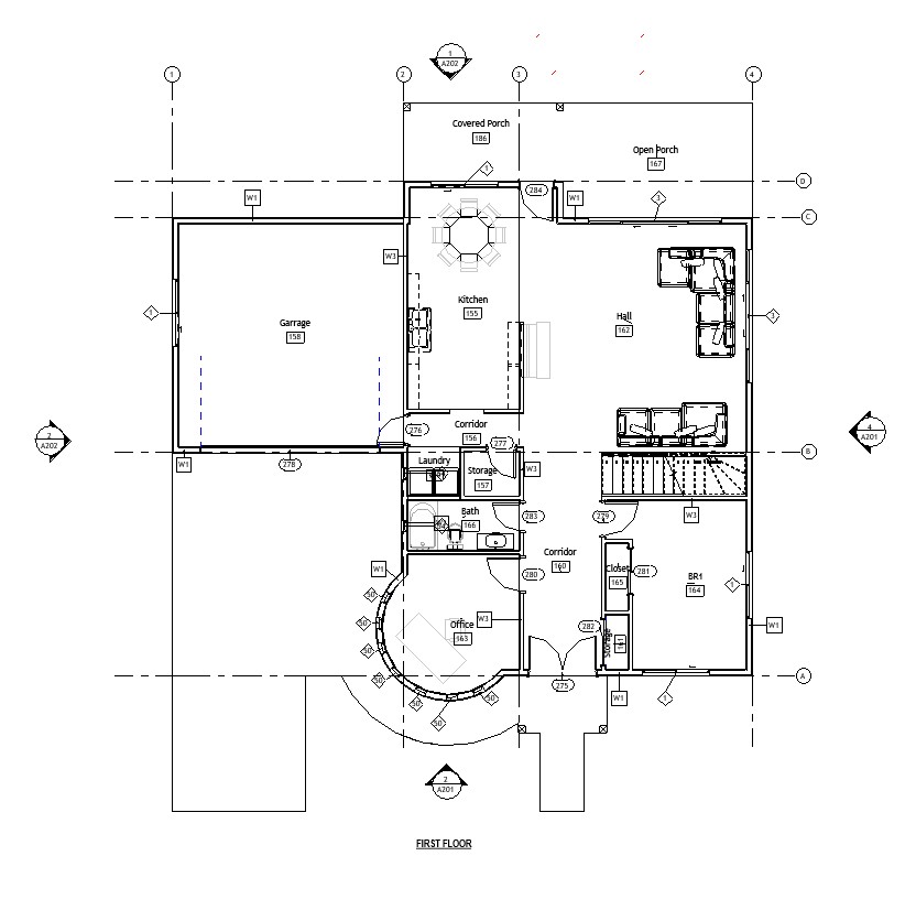 First floor plan of a 3419 sq ft 4-bedroom 2-story California house plan