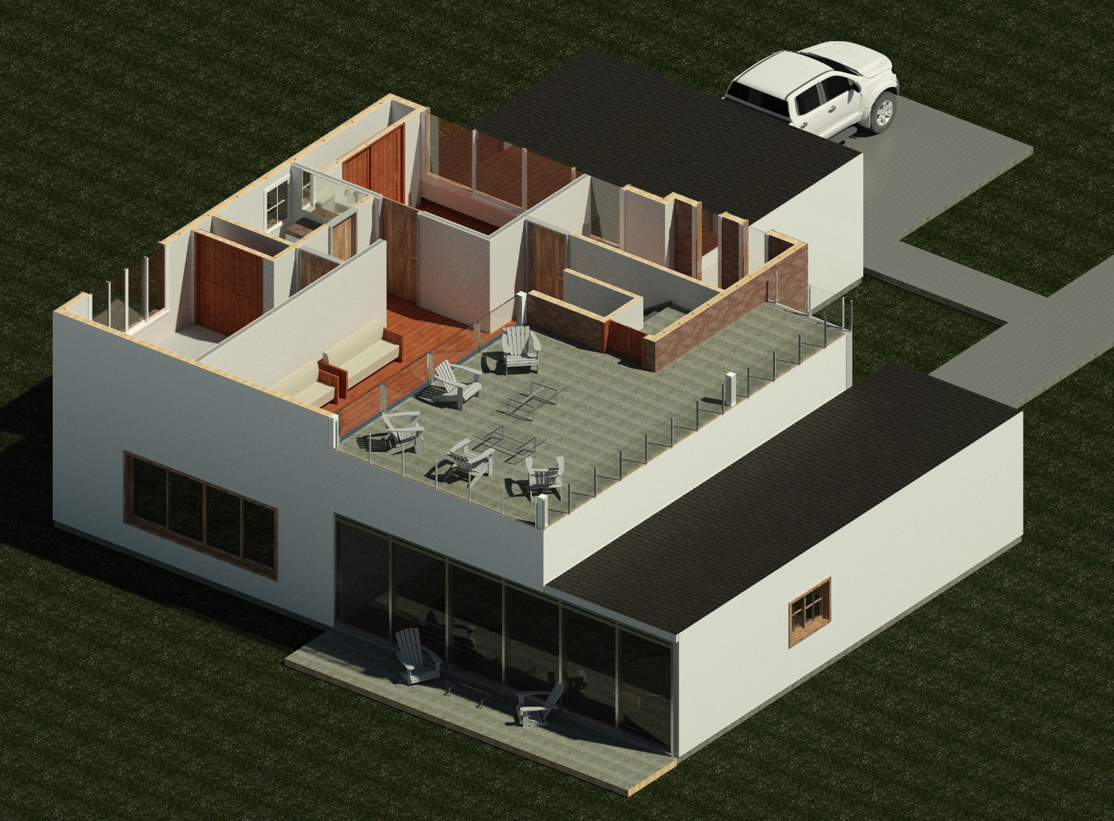 Second floor interior view of a 3119 sq ft 5-bedroom California house plan