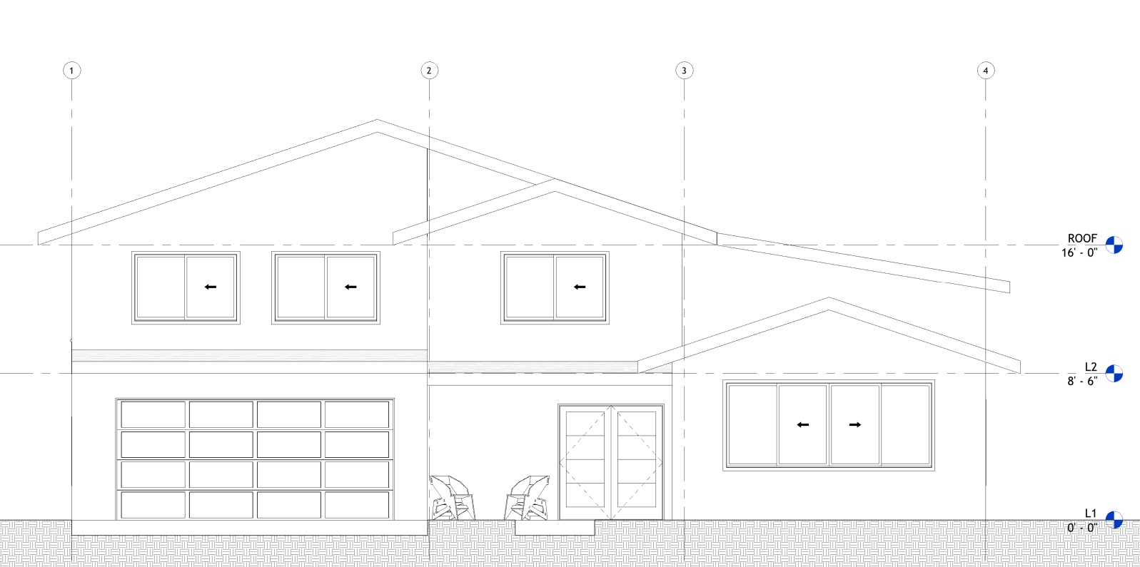 Front elevation drawing of a 3358 sq ft 2-story California house plan